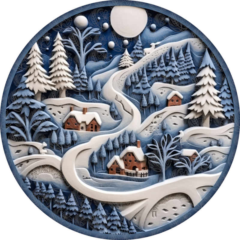 Wood Carving Effect Winter Scene - GBH21934
